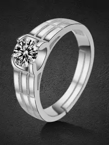 MYKI Stainless Steel Silver Plated Adjustable Stainless Steel Finger Ring