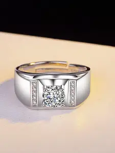 MYKI Men Silver-Plated Cubic Zirconia-Studded Finger Ring