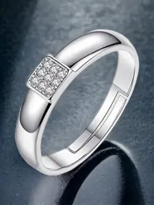 MYKI Men Silver-Plated CZ-Studded Adjustable Finger Ring