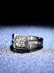 MYKI Men Silver-Plated CZ-Studded Finger Ring