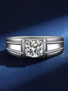 MYKI Silver-Plated CZ-Studded Finger Ring