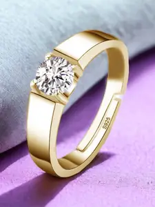 MYKI Men Gold-Plated & CZ Stone-Studded Stainless Steel Finger Ring