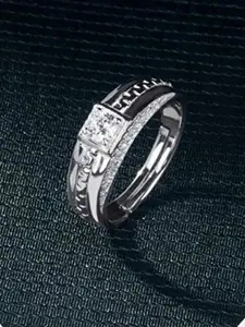 MYKI Men Silver-Plated CZ-Studded Finger Ring