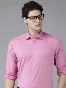 Van Heusen Self Design Custom Fit Pure Cotton Formal Shirt