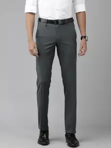 Van Heusen Men Mid-Rise Textured Slim Fit Trousers