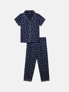 mackly Girls Conversational Printed Pure Cotton Night suit