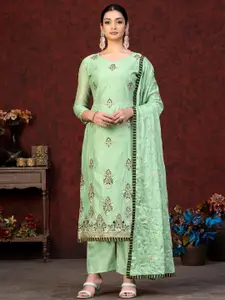 SHADOW & SAINING Floral Embroidered Unstitched Dress Material With Dupatta