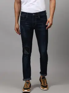 Campus Sutra Men Navy Blue Smart Slim Fit Low Distress Light Fade Stretchable Cotton Jeans