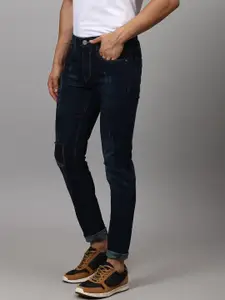 Campus Sutra Men Navy Blue Smart Slim Fit Low Distress Stretchable Cotton Jeans