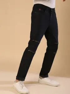 Campus Sutra Men Black Smart Slim Fit Slash Knee Stretchable Cotton Jeans