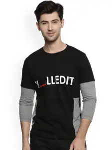 Campus Sutra Relaxed Fit Typography Printed Casual Cotton T-shirt