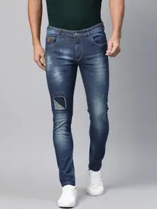 Campus Sutra Men Blue Smart Slim Fit Low Distress Light Fade Stretchable Cotton Jeans