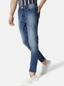 Campus Sutra Men Blue Smart Slim Fit Mildly Distressed Heavy Fade Stretchable Cotton Jeans