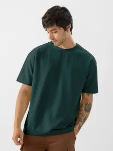 The Souled Store Solids: Emerald Green Green Oversized T-Shirts