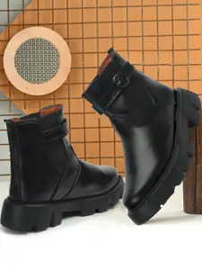 FASHIMO Mid-Top Leather Chelsea Boots