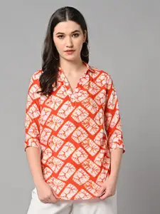 Vastraa Fusion Abstract Printed Shirt Style Top