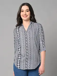 Vastraa Fusion Ethnic Motif Printed Shirt Style Top