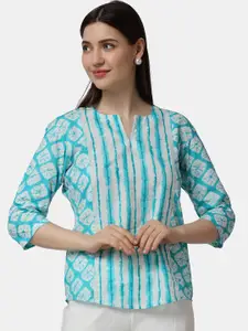 Popwings Ethnic Motifs Printed Pure Cotton Top