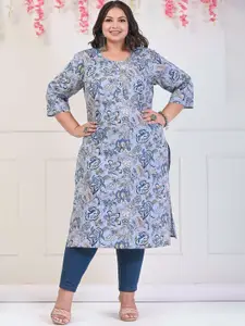 Swasti Plus Size Floral Printed Pure Cotton Kurta