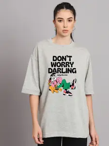 Imsa Moda Typography Printed Oversized Cotton T-shirt