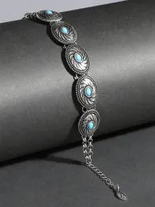 Accessorize London Silver-Plated Oxidized Beaded Bracelet