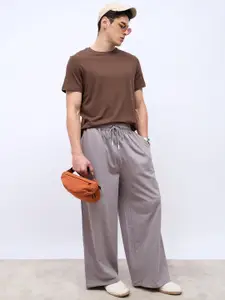 Styli Men Solid Wide Leg Jogger with Drawstring Closure
