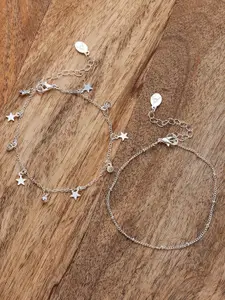 Accessorize Set Of 2 Silver-Plated Star & Disc Anklets
