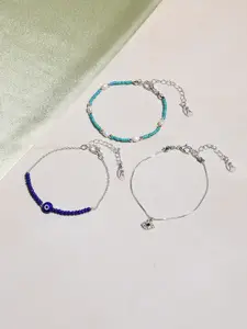 Accessorize Women Set Of 3 Silver-Plated Link Bracelet