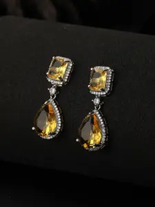Jazz and Sizzle Rose Gold-Plated Teardrop Shaped Drop Earrings