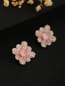 Jazz and Sizzle Rose Gold Plated Floral AD Studs Earrings