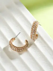 Accessorize Classic Crystal-Studded Faux Pearl Half Hoop Earrings