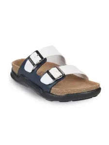 Mochi Men Two Strap Leather Comfort Sandals With Buckle Detail