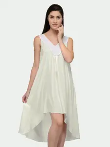 PATRORNA V-Neck Pure Cotton A-Line Dress