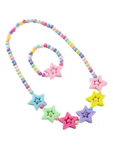 EL REGALO Girls Star Beaded Charm Necklace & Bracelet Jewellery Set