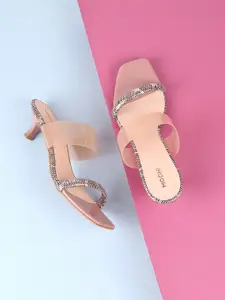 Mochi Printed Open Toe Kitten Heels