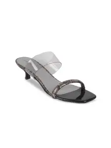 Mochi Printed Open Toe Kitten Heels