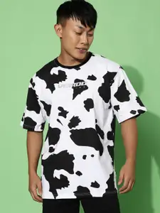 VEIRDO White Cow Printed Cotton T-shirt