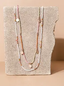 Accessorize Multi Bead And Coin Layered Long Necklace