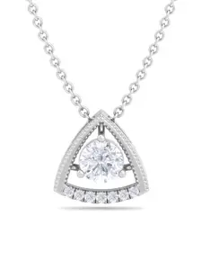 Inddus Jewels 925 Sterling Silver Rhodium-Plated CZ Studded Pendant With Chain