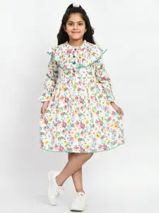 Bella Moda Girls Floral Printed Pure Cotton Fit & Flare Dress