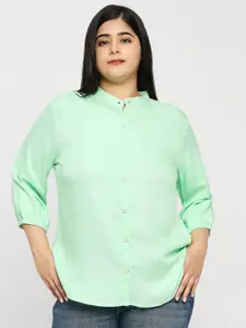 Style Quotient Smart Band Collar Plus Size Casual Shirt