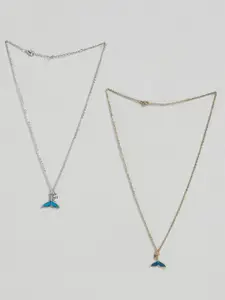 EL REGALO Set Of 2 Stone-Studded Minimal Necklace