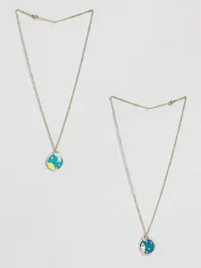 EL REGALO Set Of 2 Stone-Studded Minimal Necklace