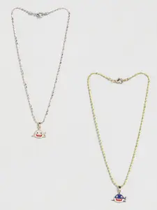 EL REGALO Set Of 2 Stone-Studded Minimal Necklace