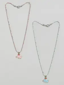 EL REGALO Set Of 2 Stone-Studded Minimal Necklace