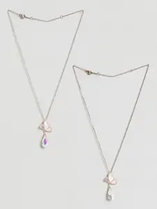 EL REGALO Set Of 2 Stone-Studded Minimal Necklace