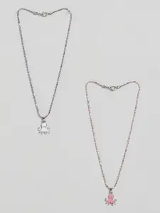EL REGALO Girls Set Of 2 Stone-Studded Minimal Necklace