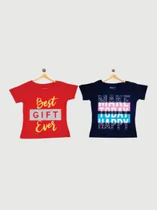 Bodycare Girls Pack of 2 typography Printed Cotton T-shirt