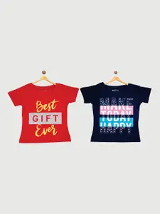 Bodycare Girls Pack of 2 Typography Printed T-shirt
