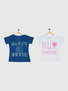 Bodycare Girls Pack Of 2 Typography Printed Cotton T-shirt